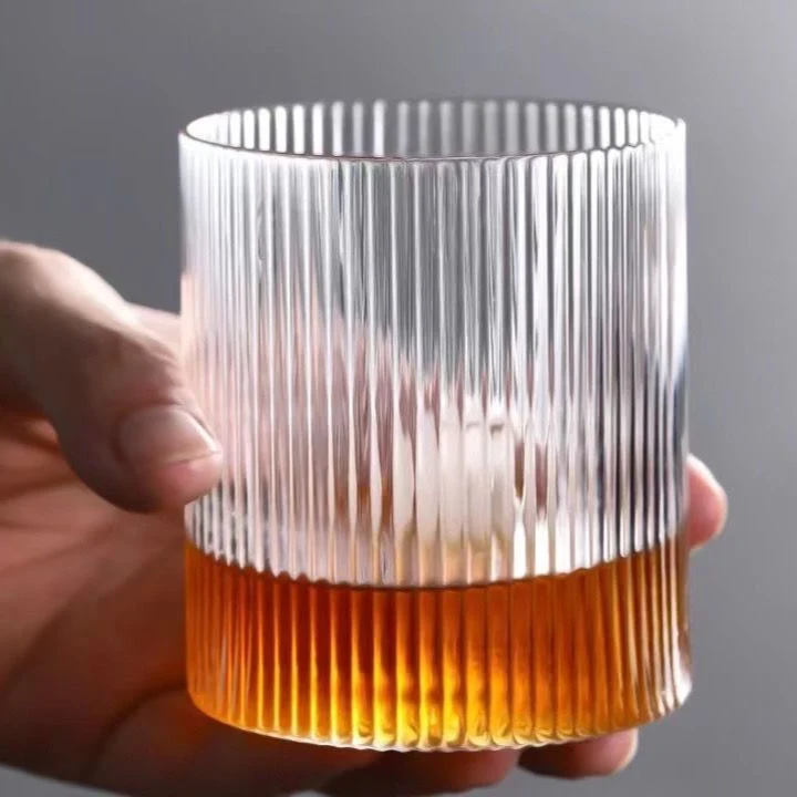 Vertical Cups Coffee Cups Simple Pinstripe Water Cups Creative Classical Whiskey Cup Glass